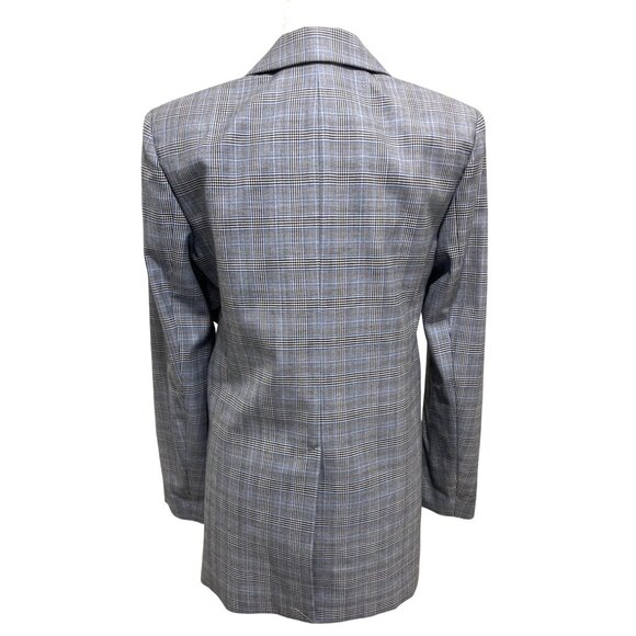 Tibi Blazer Cooper Oversized Cutout Prince Wales Checked Wool Silk Gray Size 6 - Picture 5 of 13